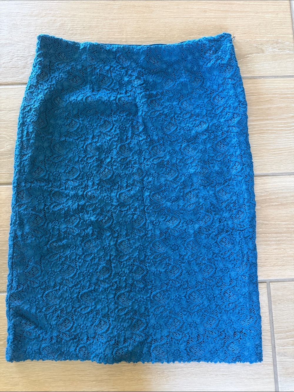Moulinette Soeurs Teal Lace Pencil Skirt